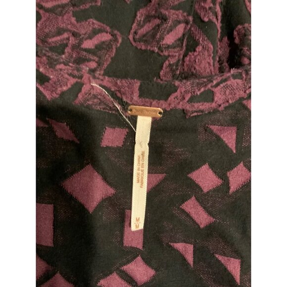 Free People Purple & Black Textured Trapeze Dress W/ Pockets, Size M - Picture 5 of 5